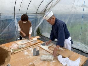 そば打ちの様子