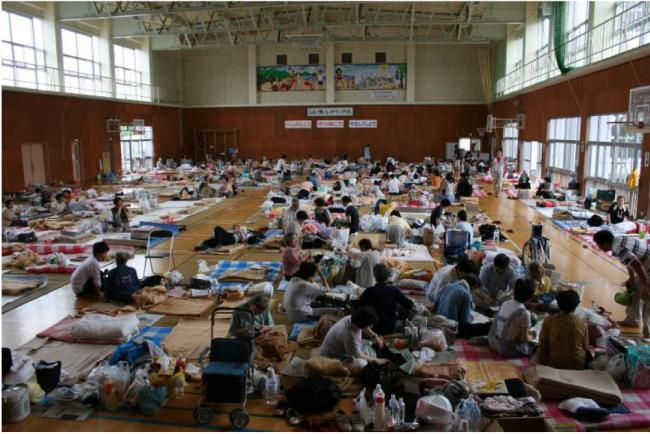 避難所となった屋外運動場