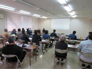 【地域振興局巻庁舎で開催した水稲V溝乾田直播栽培作付前勉強会】