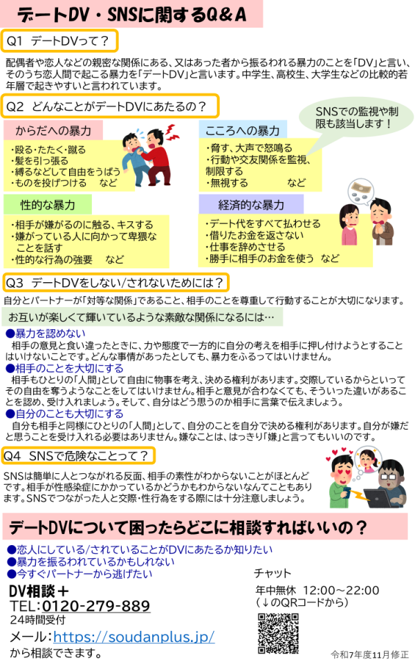 デートDV・SNSに関するQ＆A