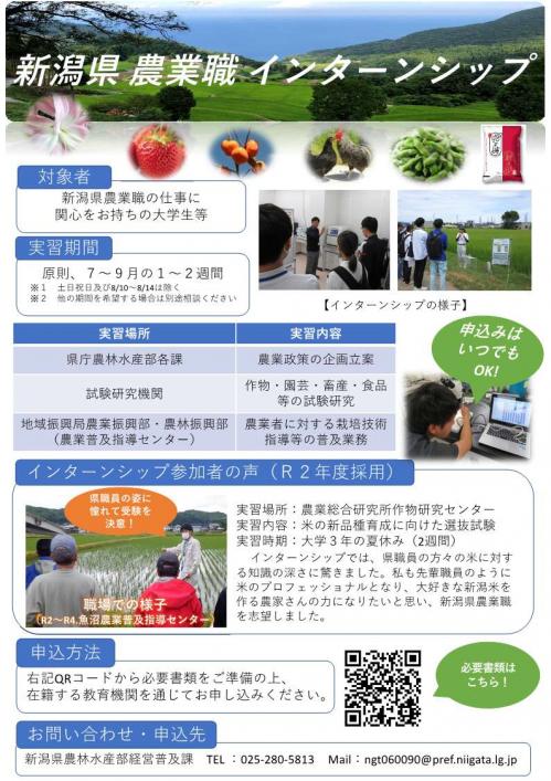 R8農業職インターンシップチラシ