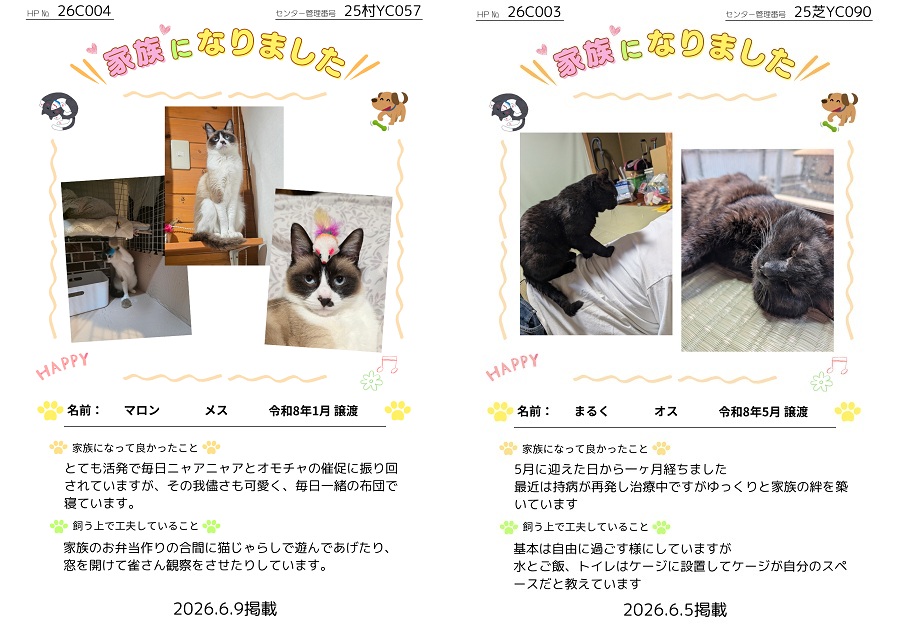 家族になりました