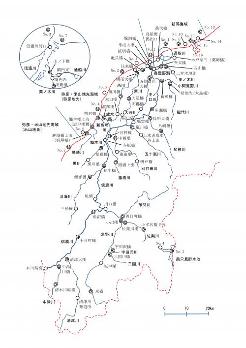 水質測定地点図(中越)