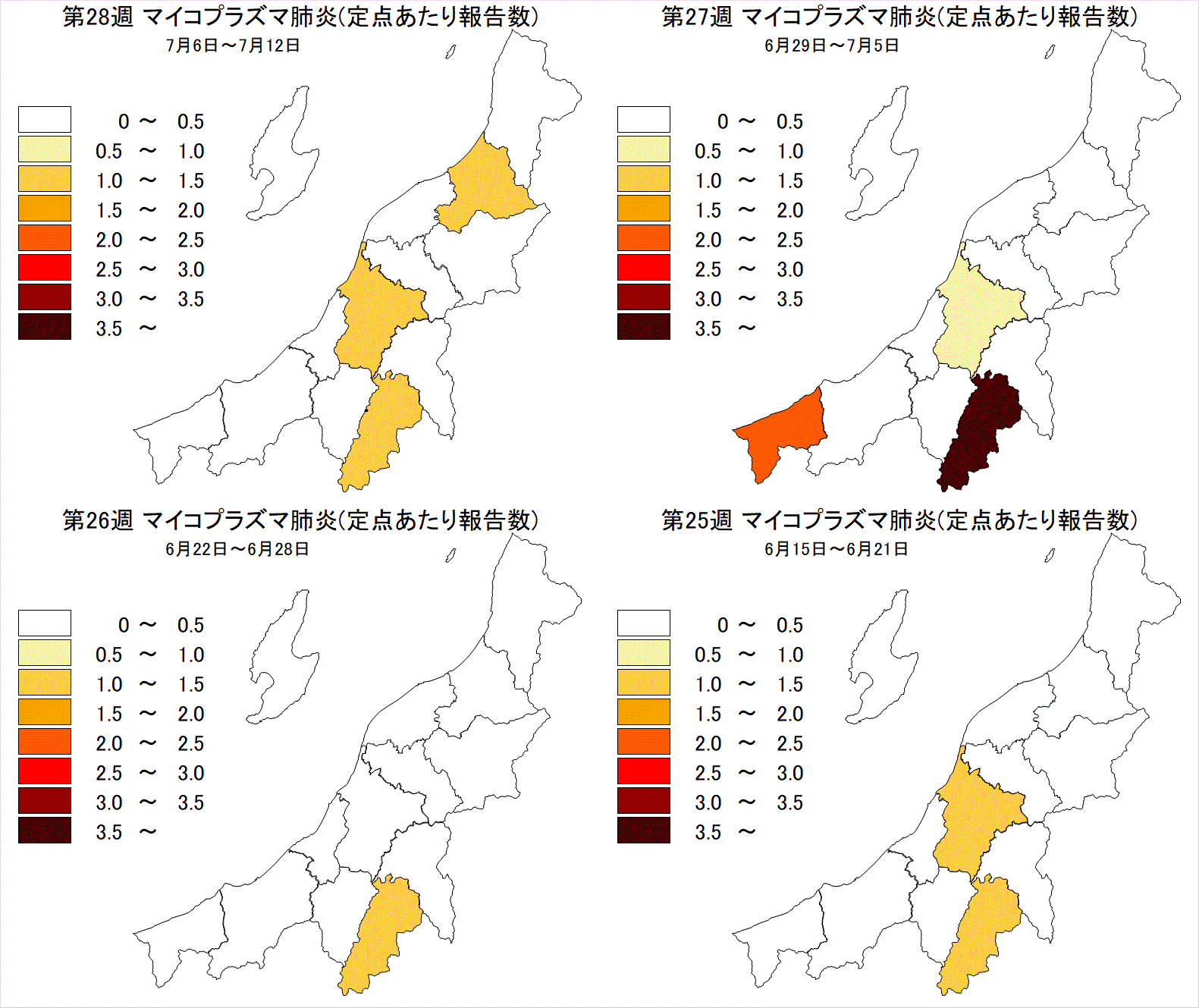 マイコプラズマ肺炎（最近４週間）