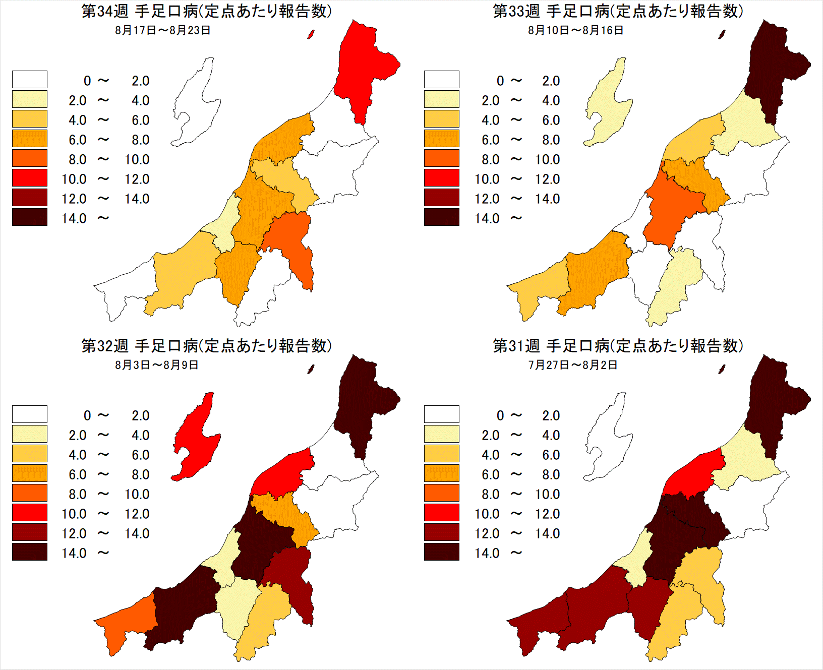 手足口病（最近4週間）