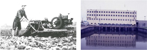 (左:耕運機の登場、右:初代 親松排水機場)の画像