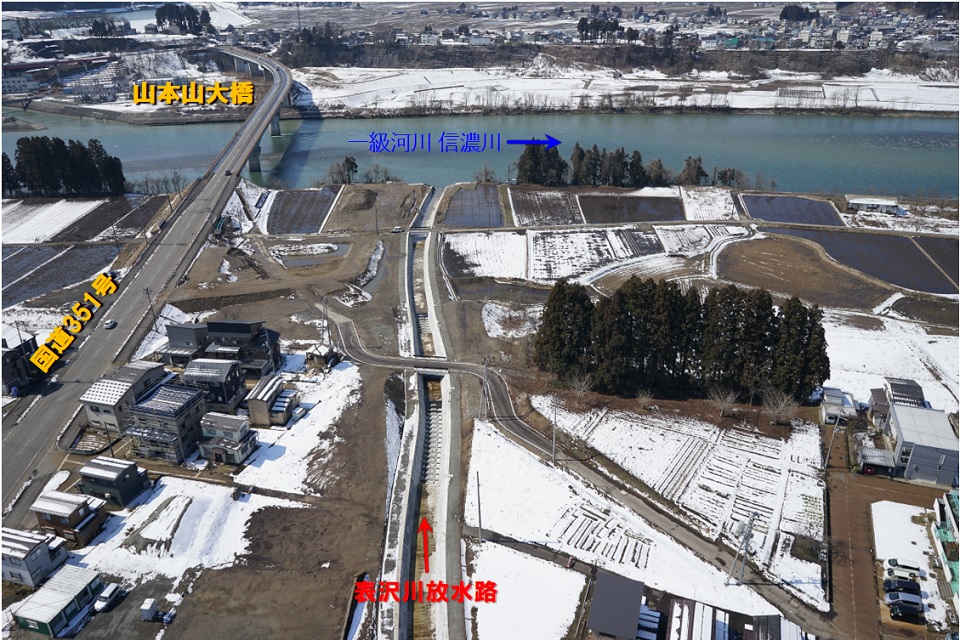  表沢川放水路の下流域の状況（平成31年3月15日撮影）の画像